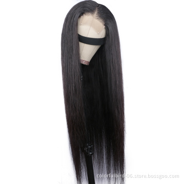 Human Hair Closure Wigs Wholesale Brazilian Virgin Hair straight Transparent Lace Front Wig for Black Women